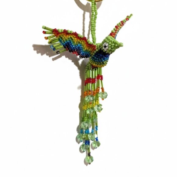 Beaded Hummingbird Purse Charm – Colorful Keychain Pendant Key Ring Gift Holiday - Picture 2 of 6